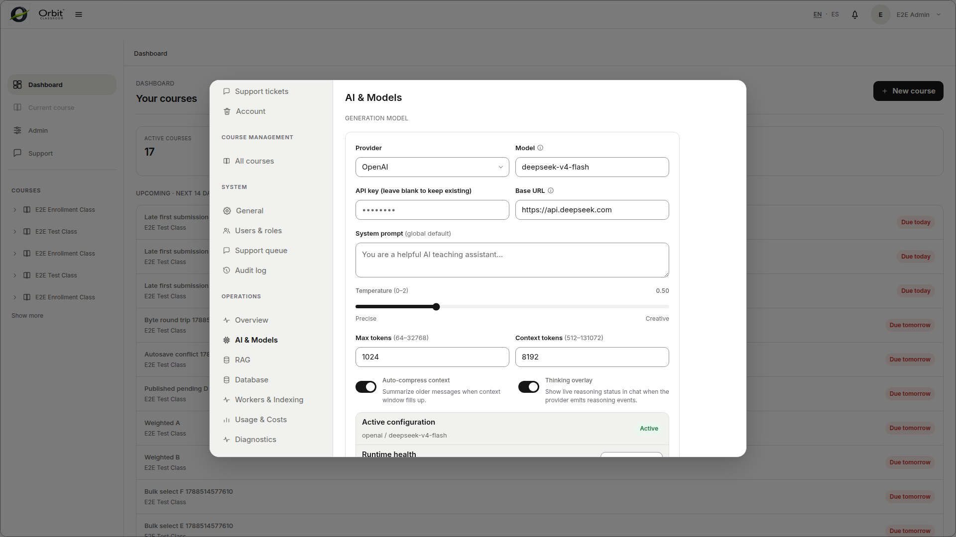 Configuración de proveedores en AI and Models